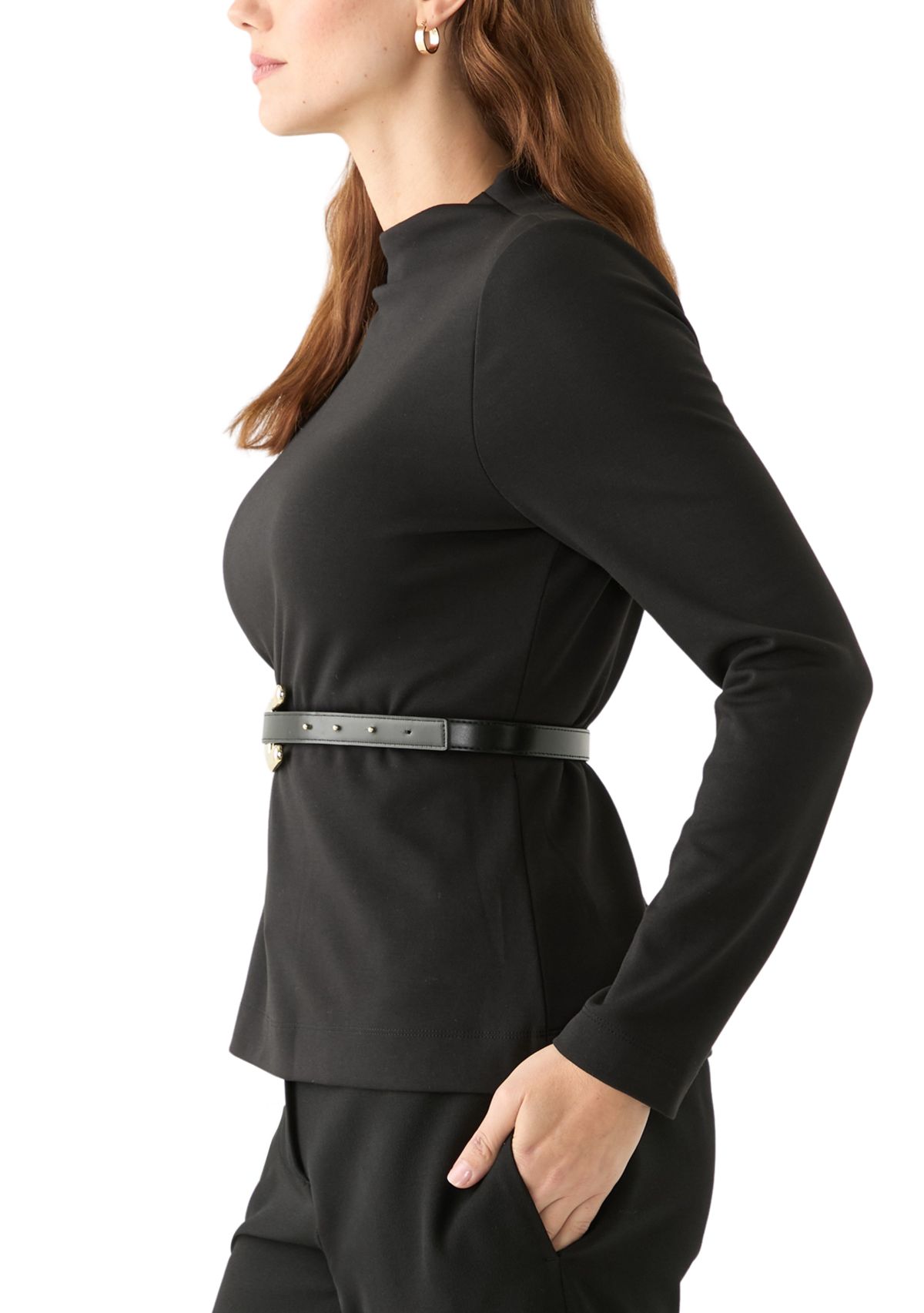 Womens Long Sleeve Belted Top