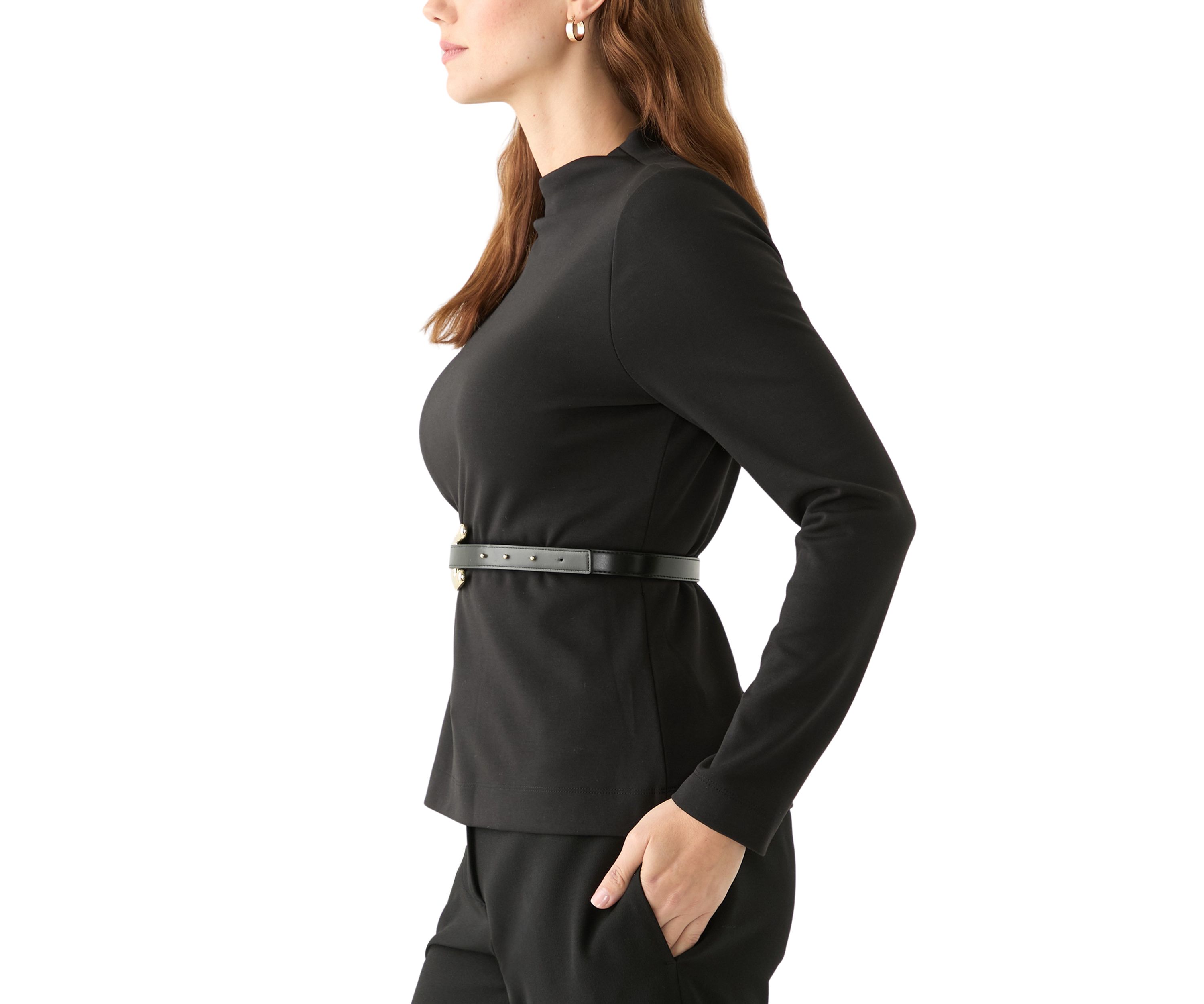 Womens Long Sleeve Belted Top