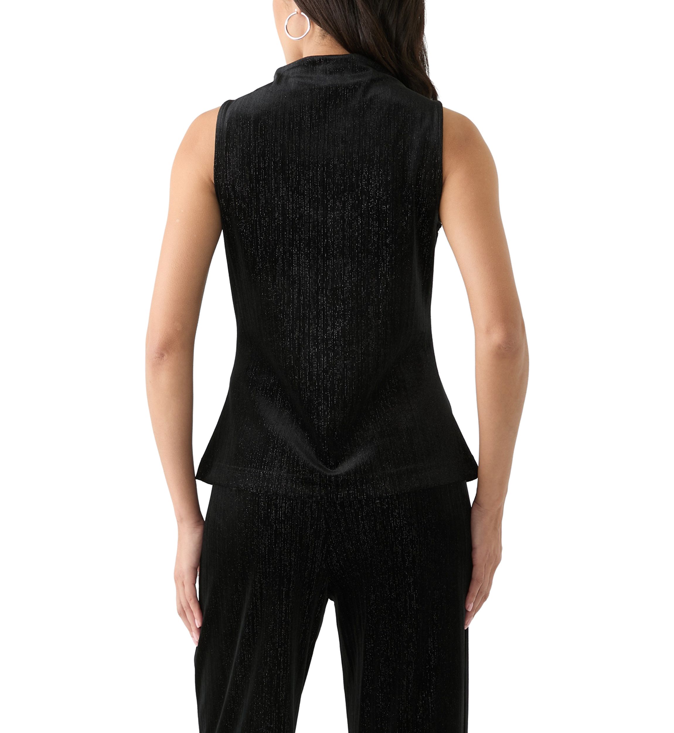 Womens Sleeveless Mock Neck Velvet Top 
