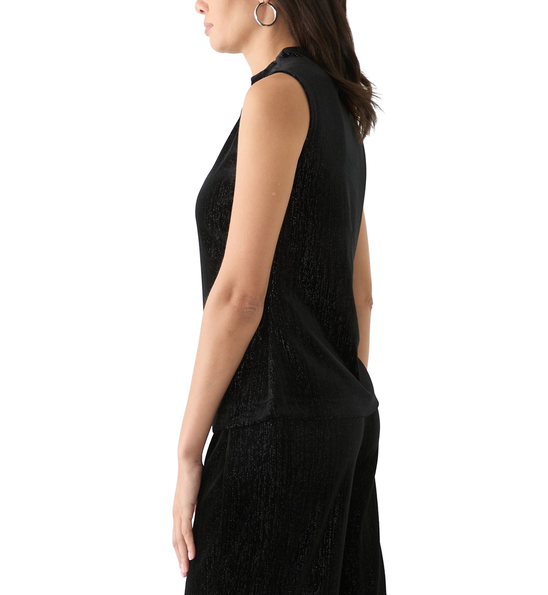 Womens Sleeveless Mock Neck Velvet Top 