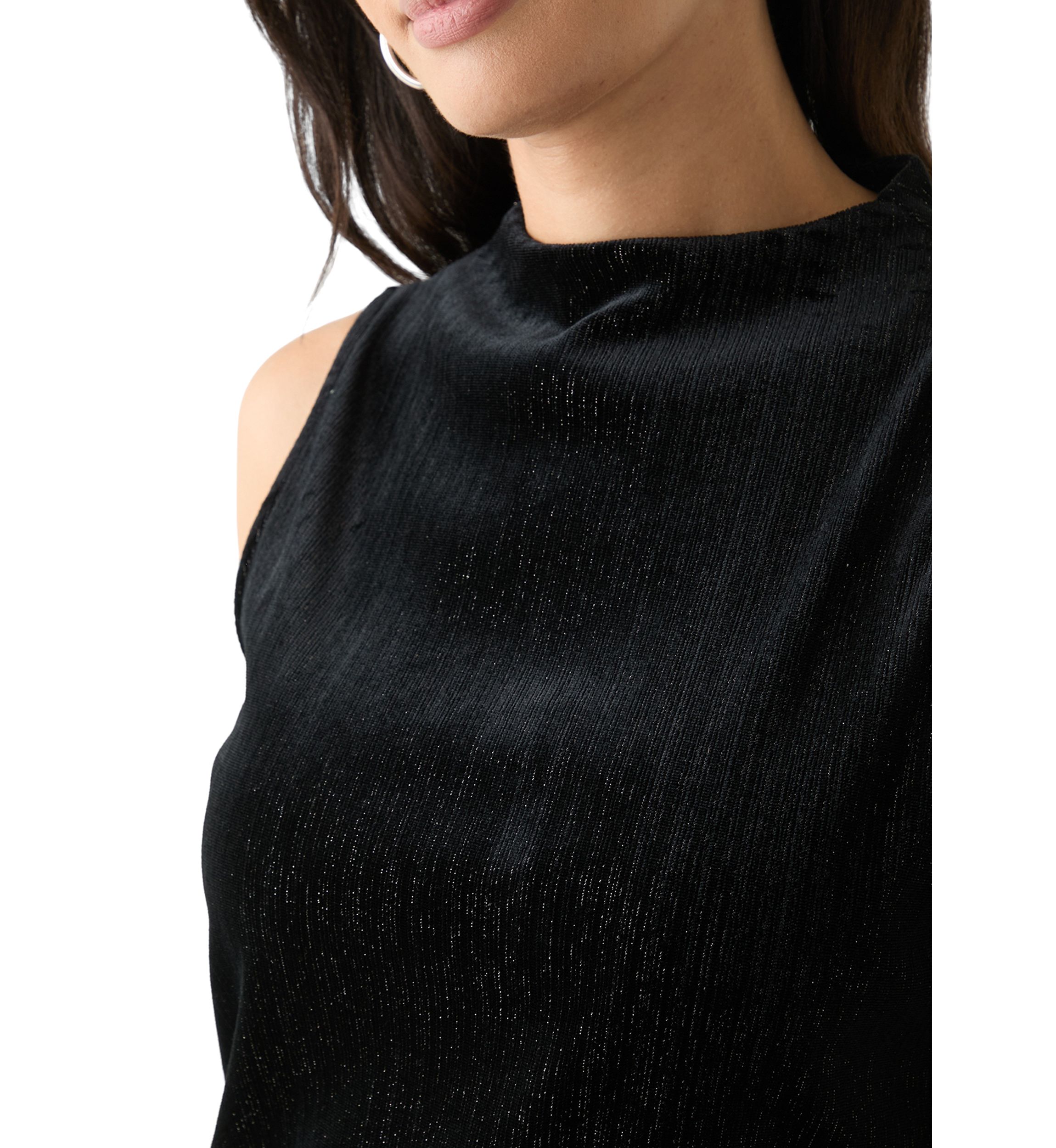 Womens Sleeveless Mock Neck Velvet Top 