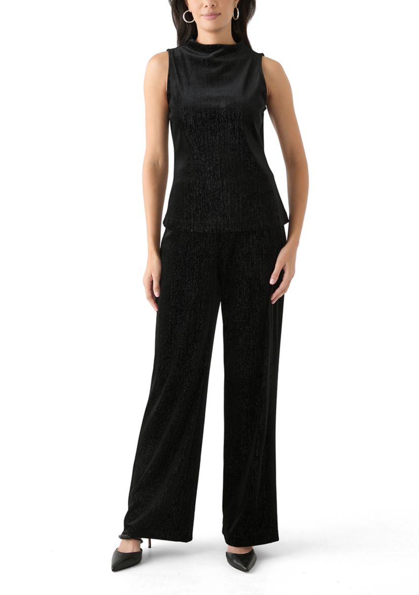 Womens Sleeveless Mock Neck Velvet Top 
