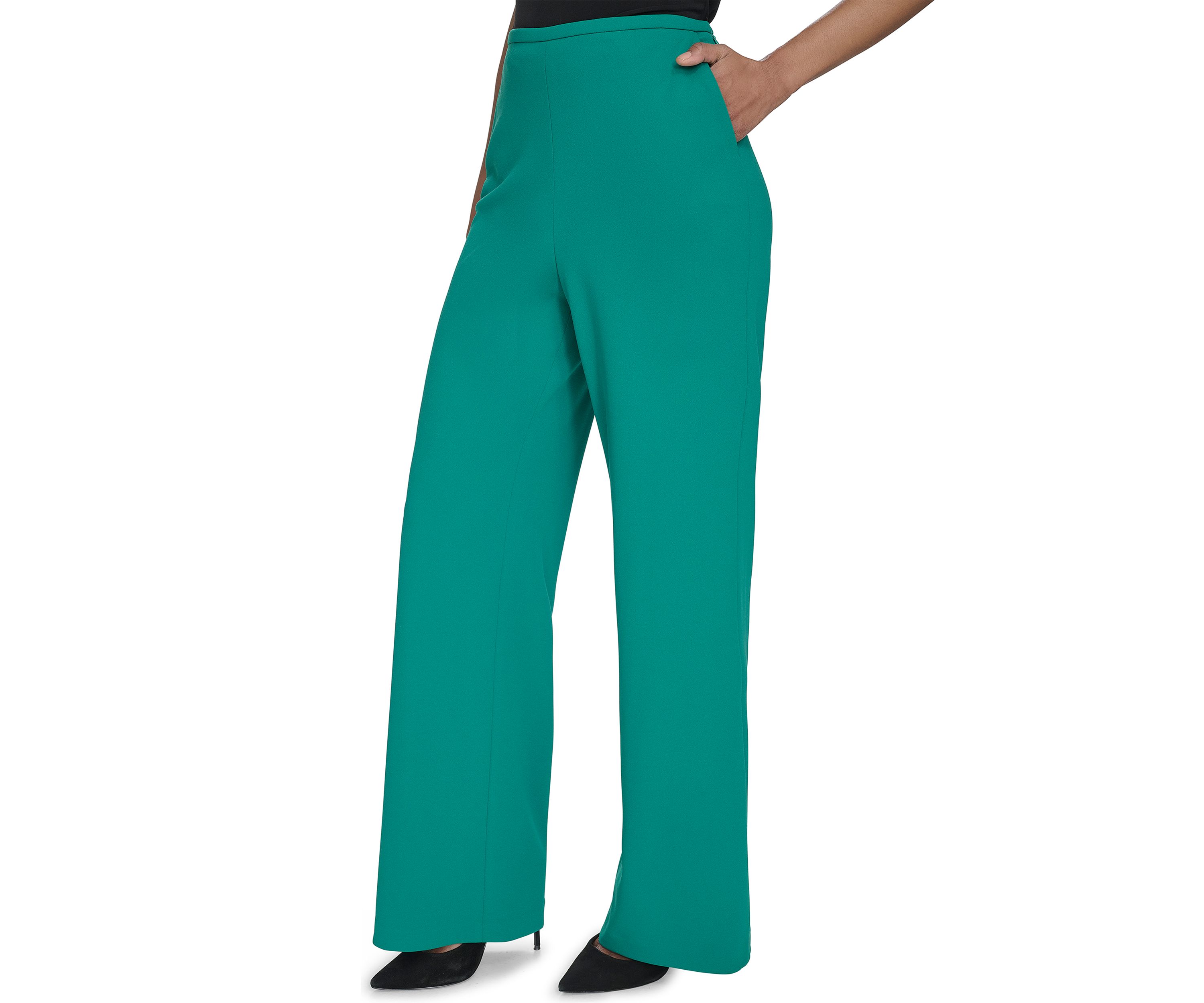 Scuba Flat Front Flare Pants
