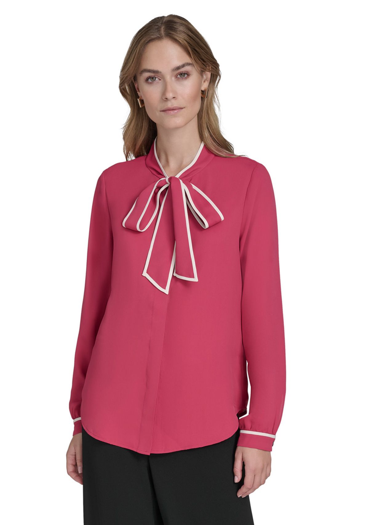 Womens Tie Front Piping Blouse