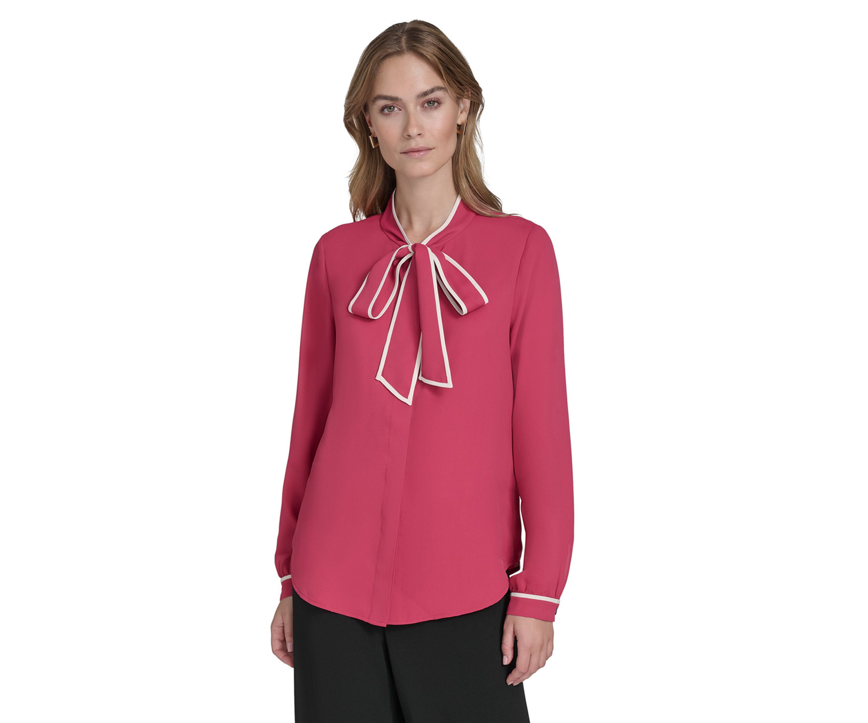 Womens Tie Front Piping Blouse