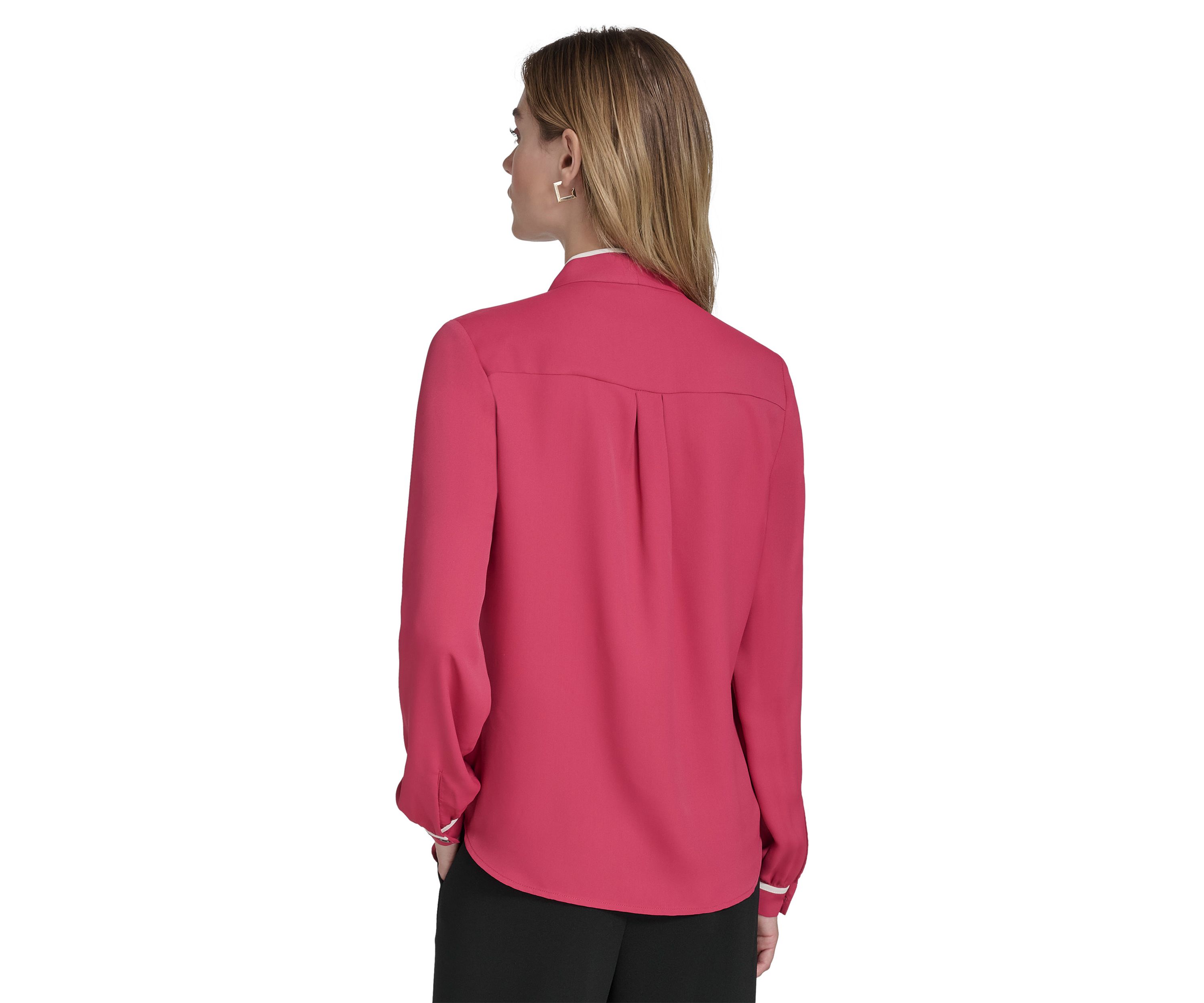 Womens Tie Front Piping Blouse