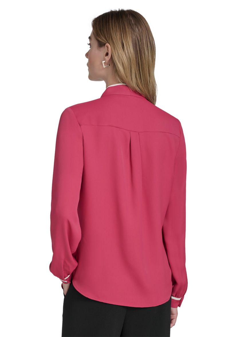 Womens Tie Front Piping Blouse