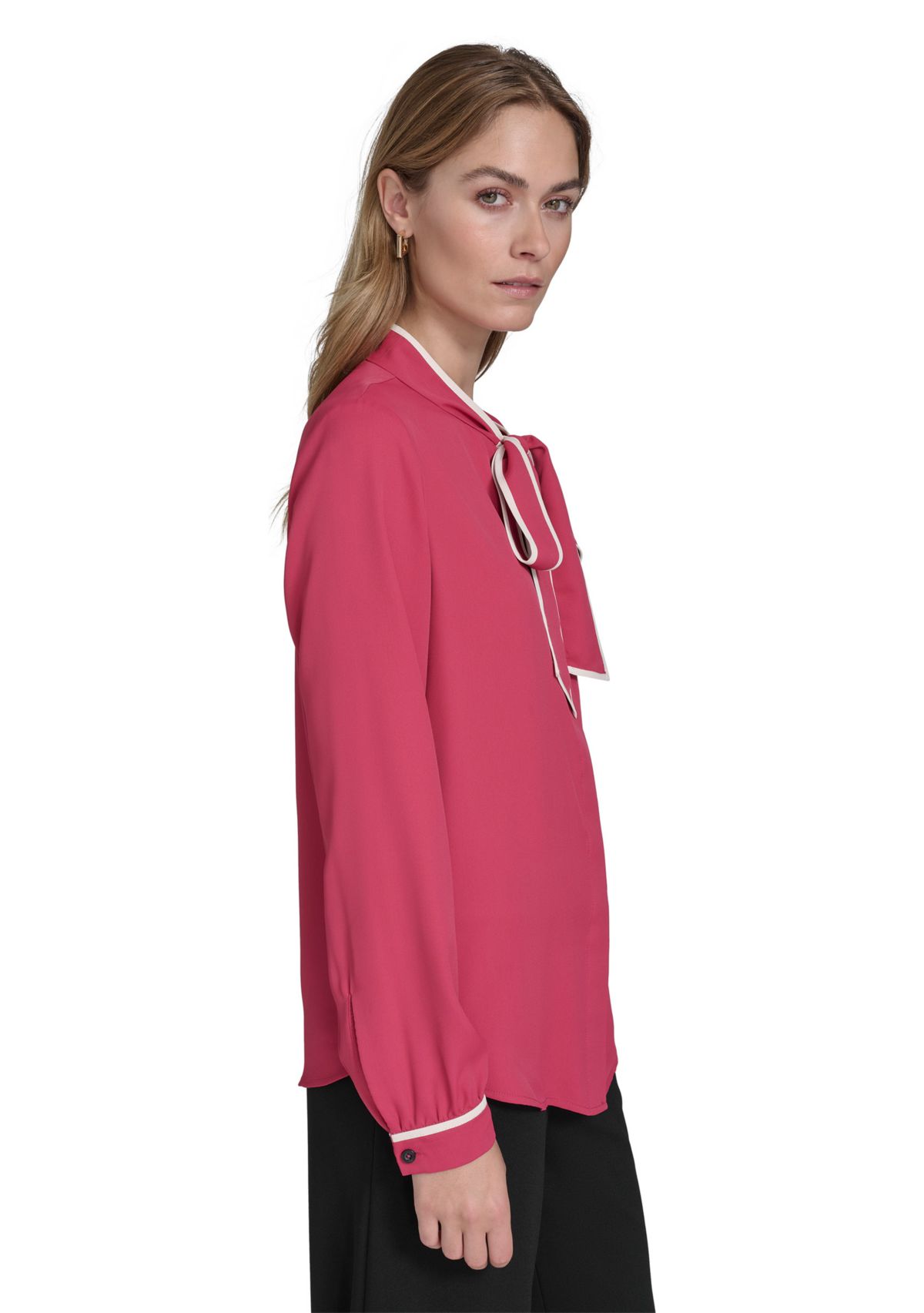 Womens Tie Front Piping Blouse