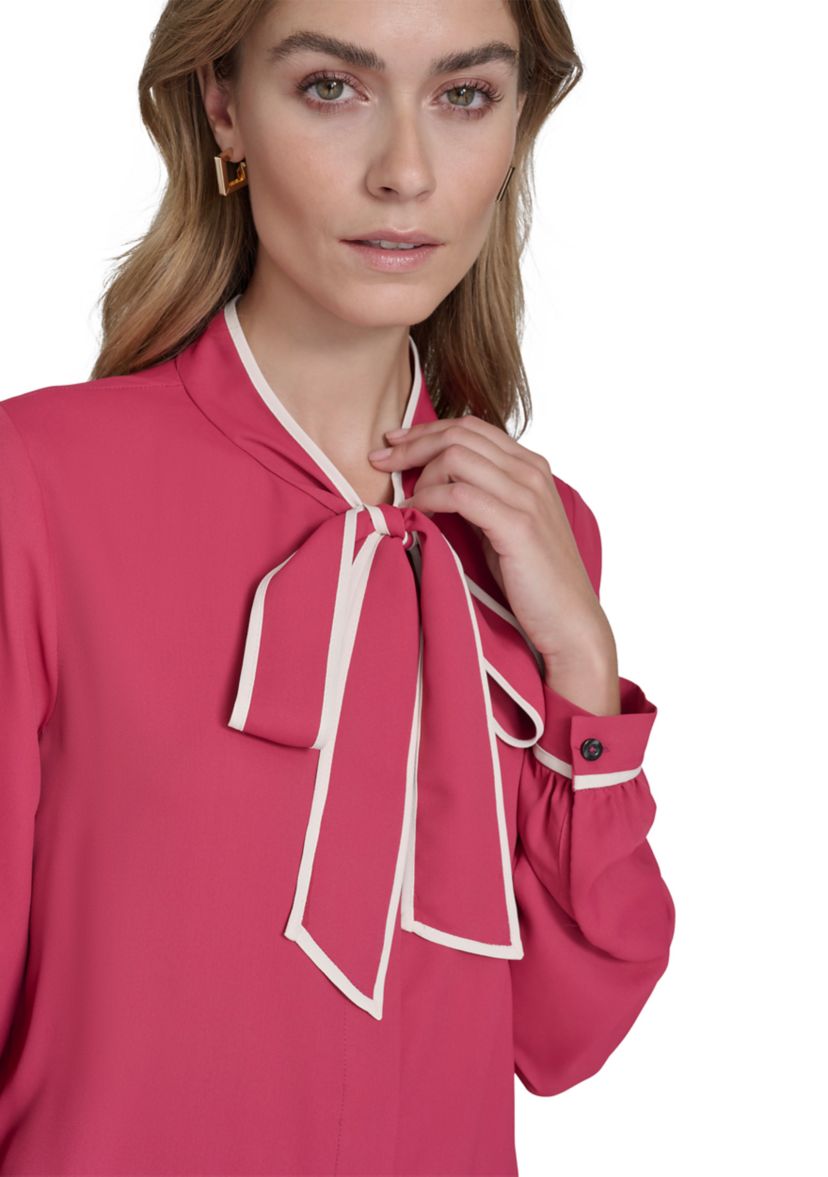 Womens Tie Front Piping Blouse