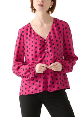 Halston Women's Center Ruched V-Neck Top, Small
