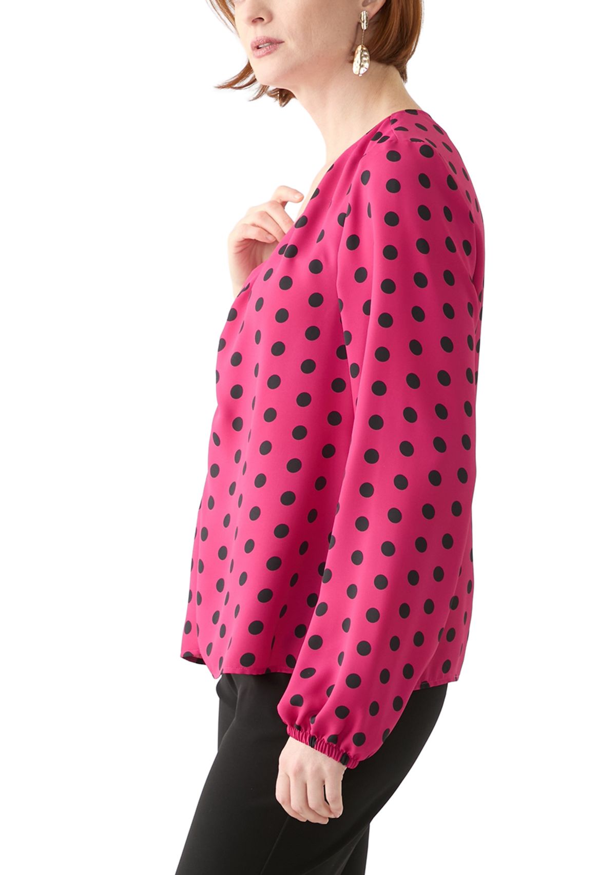 Womens Center Ruched V-Neck Top 