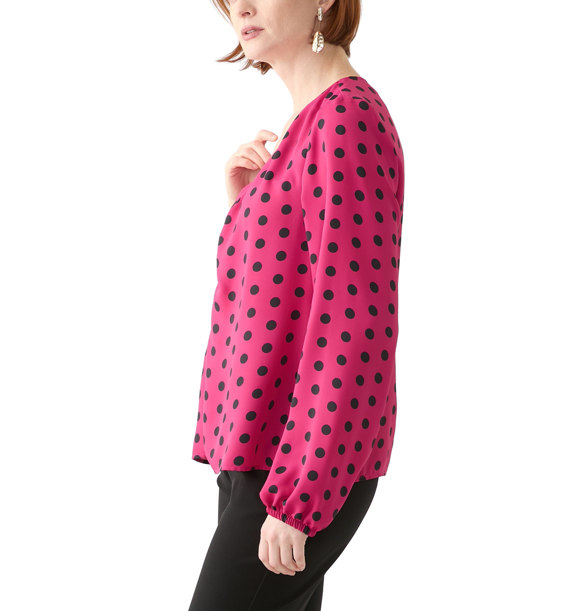 Womens Center Ruched V-Neck Top 