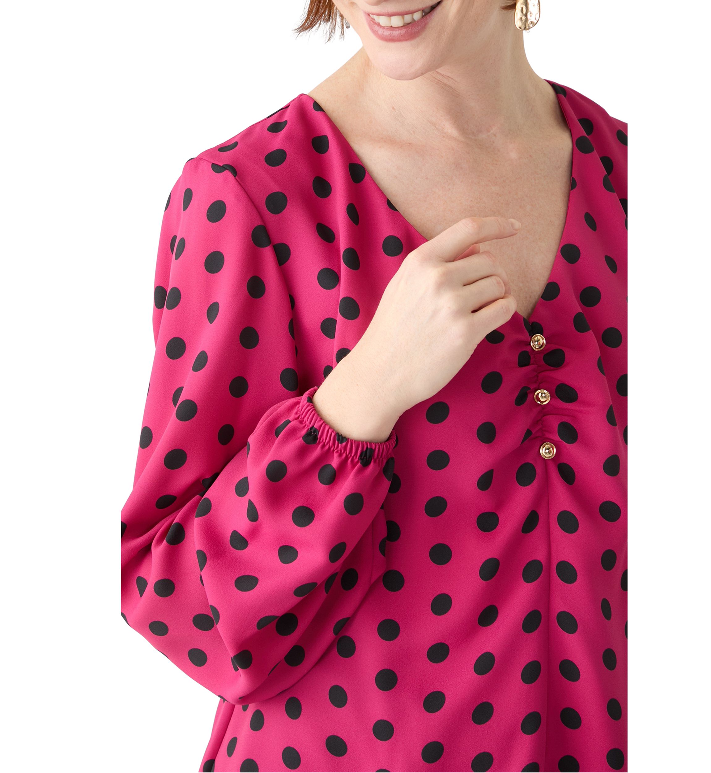 Womens Center Ruched V-Neck Top 