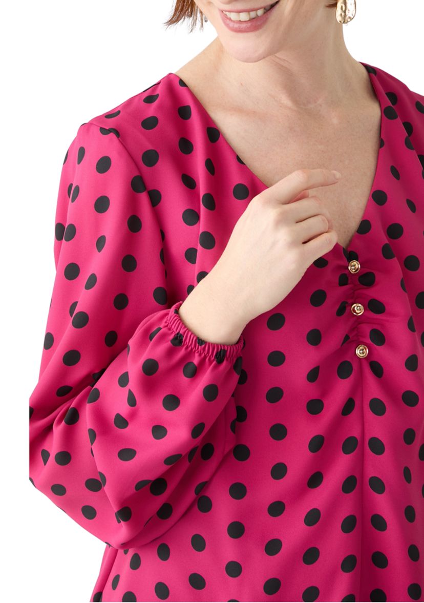 Womens Center Ruched V-Neck Top 