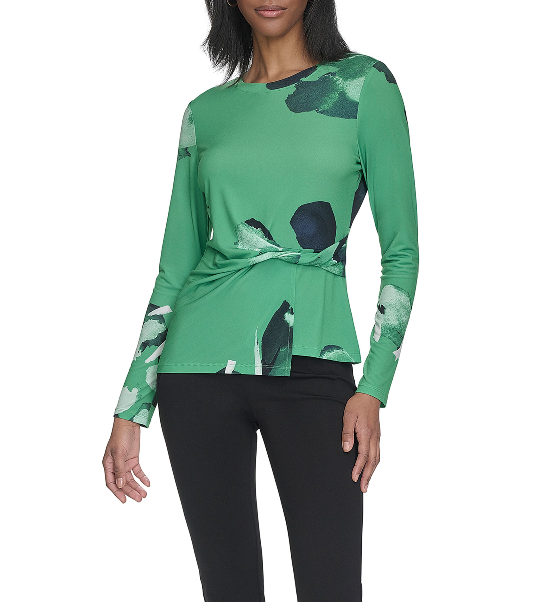 Jersey Twist Front Long Sleeve Top 
