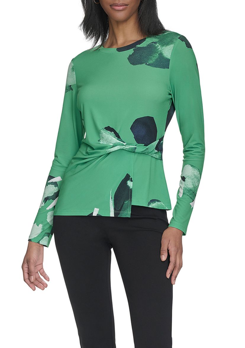 Jersey Twist Front Long Sleeve Top 