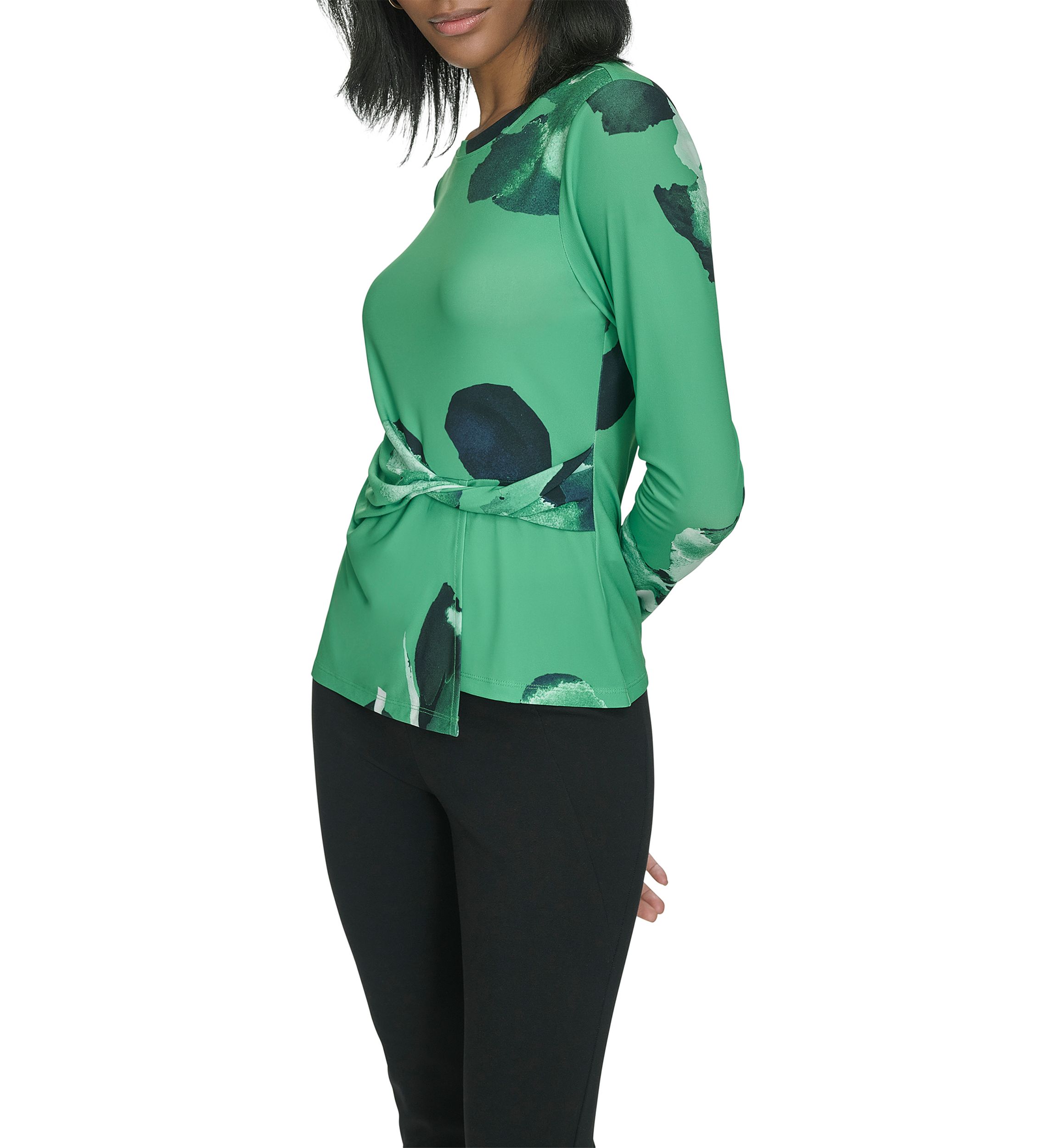 Jersey Twist Front Long Sleeve Top 