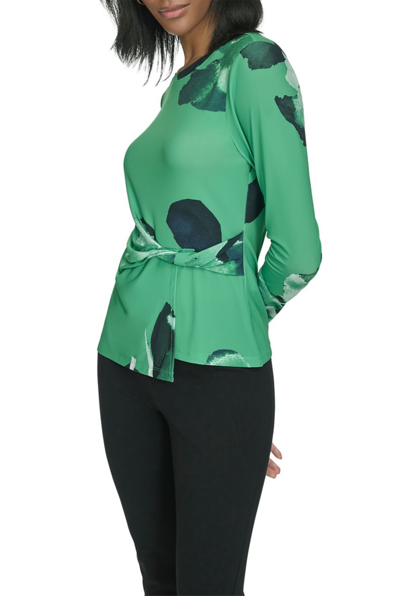 Jersey Twist Front Long Sleeve Top 