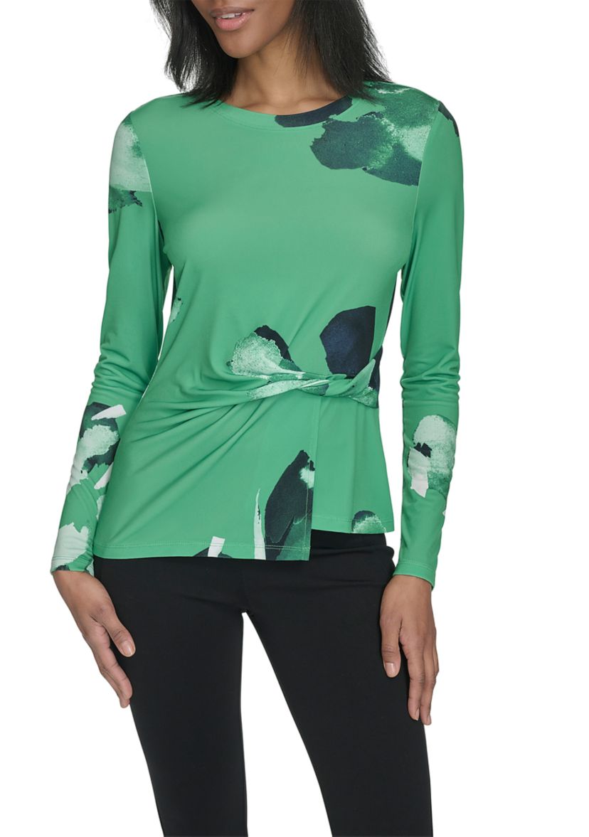 Jersey Twist Front Long Sleeve Top 