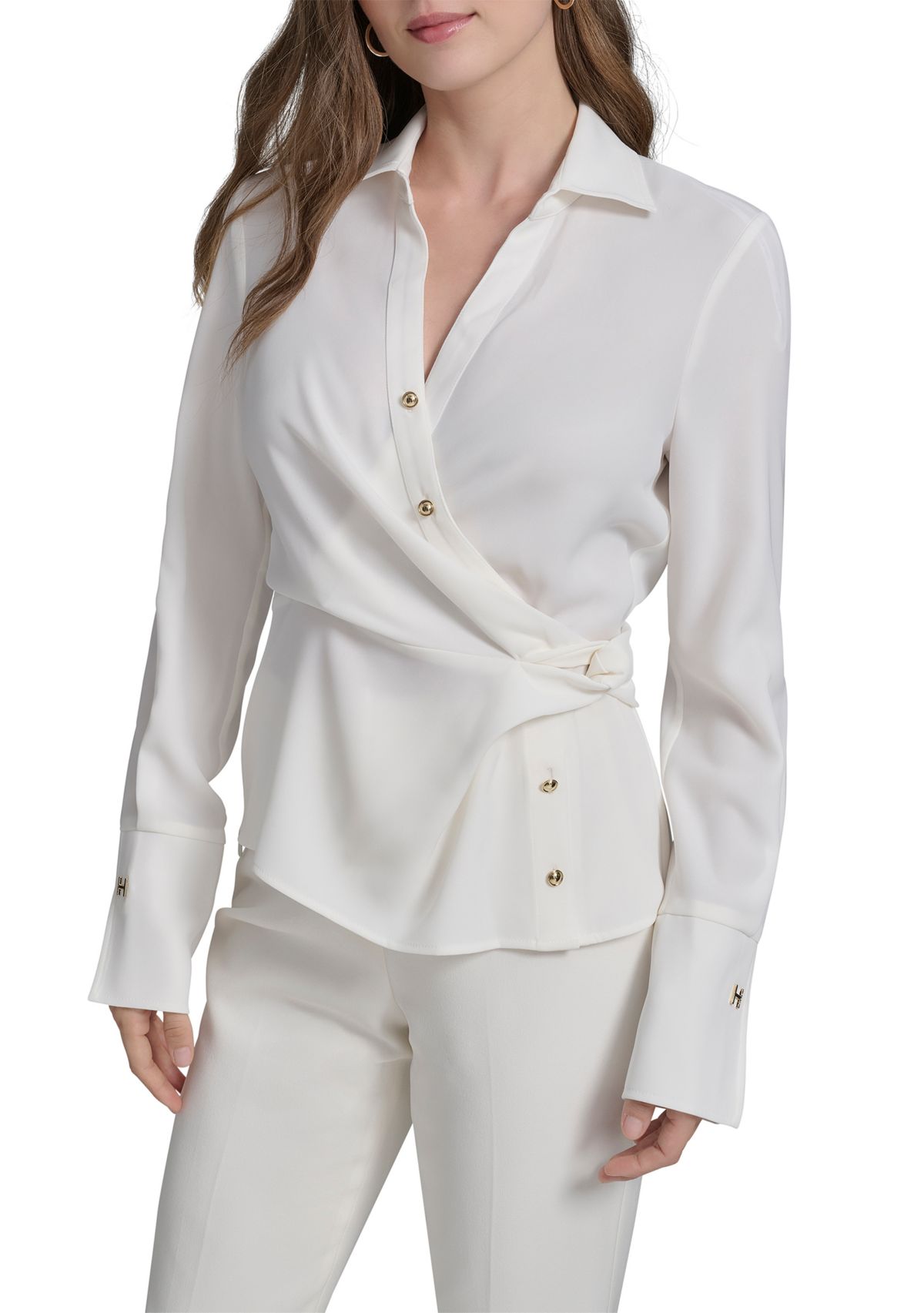 Womens Long Sleeve Side Knot Gold Stud Jacket 