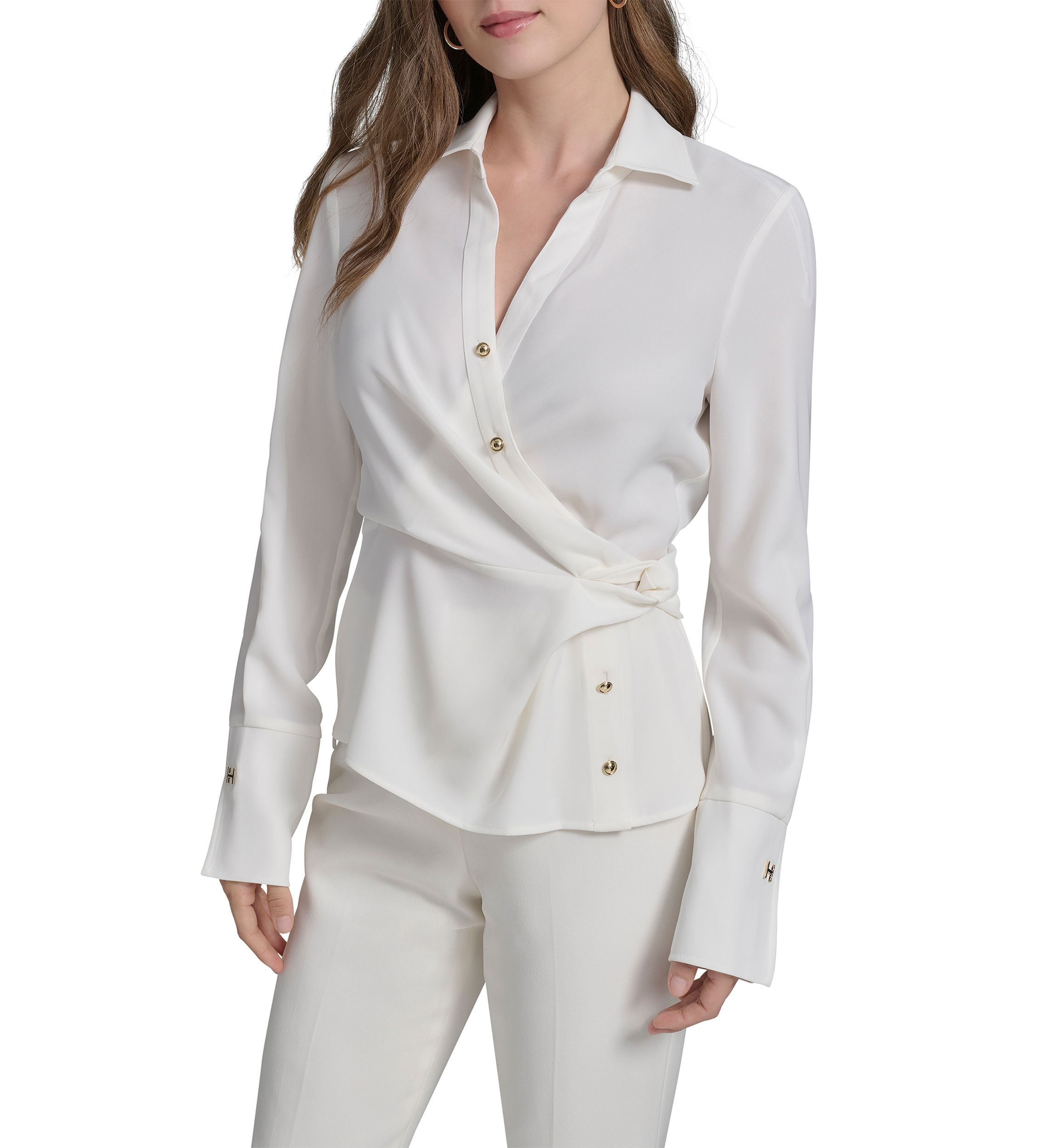 Womens Long Sleeve Side Knot Gold Stud Jacket 