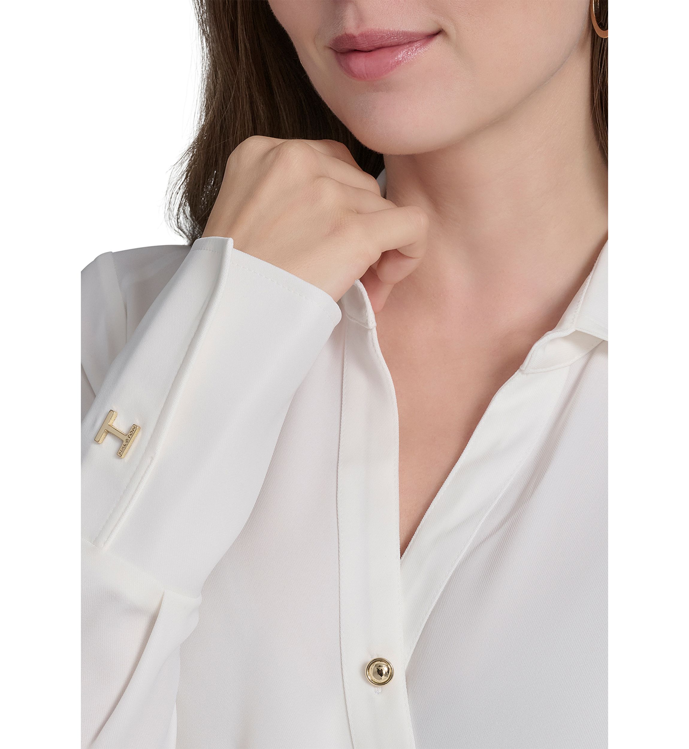 Womens Long Sleeve Side Knot Gold Stud Jacket 