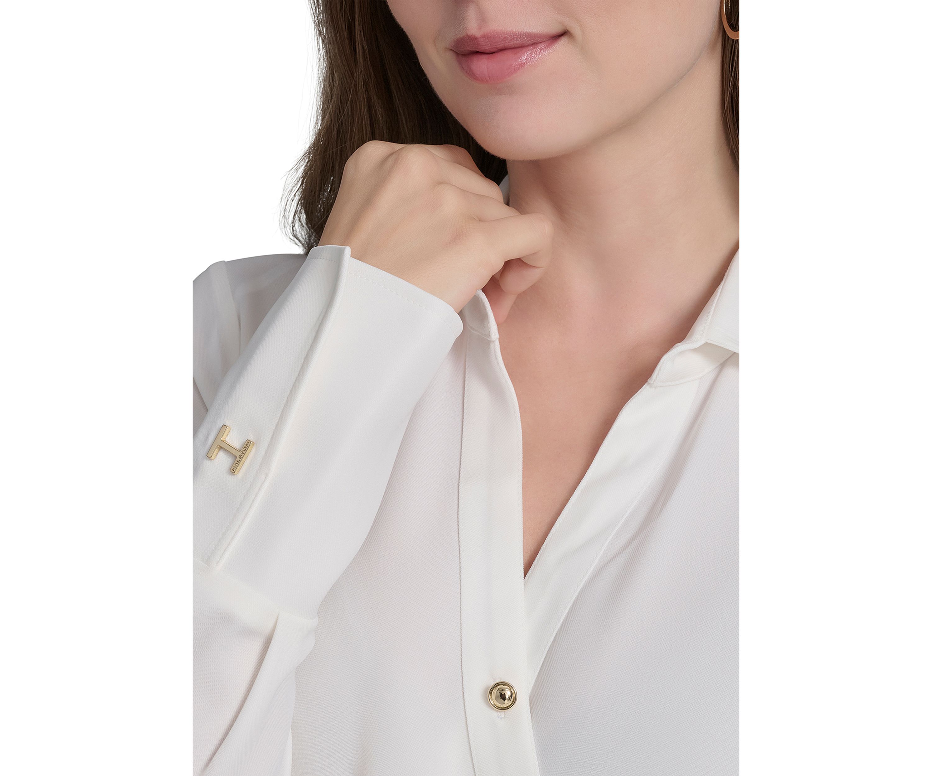 Womens Long Sleeve Side Knot Gold Stud Jacket 