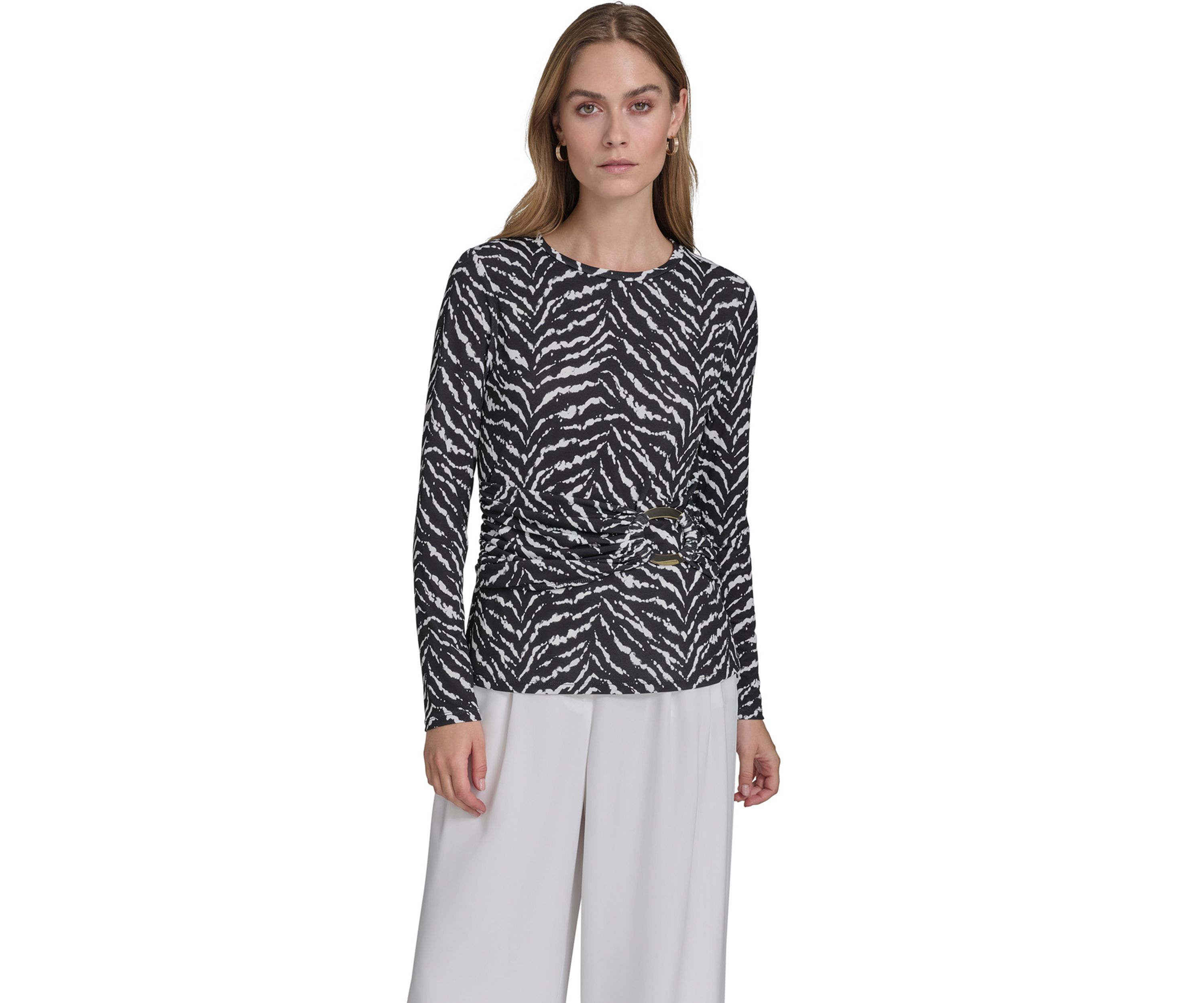 Womens Long Sleeve Jersey Striped Top 