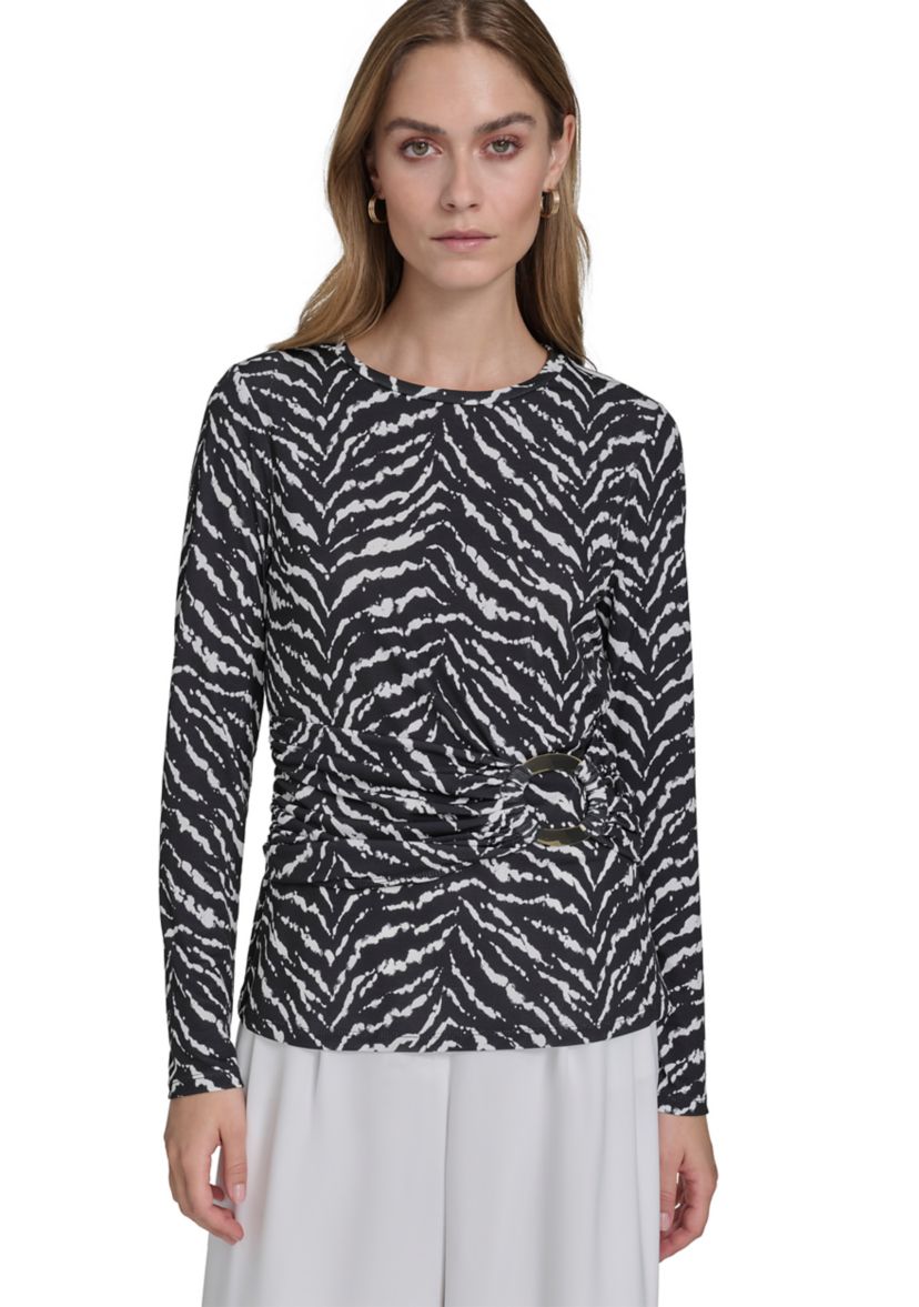 Womens Long Sleeve Jersey Striped Top 
