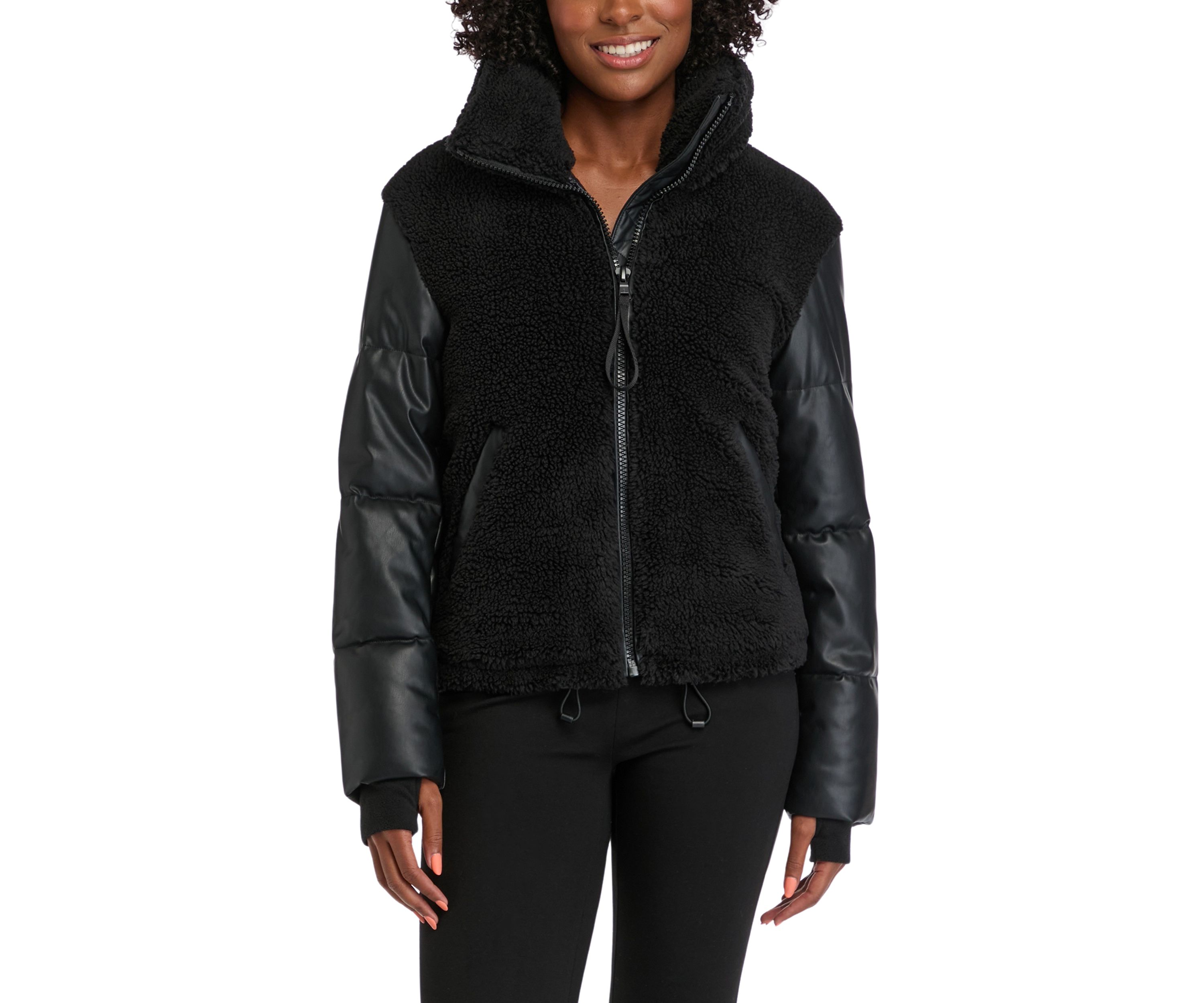 Womens Eastside Vegan Leather and Sherpa Jacket