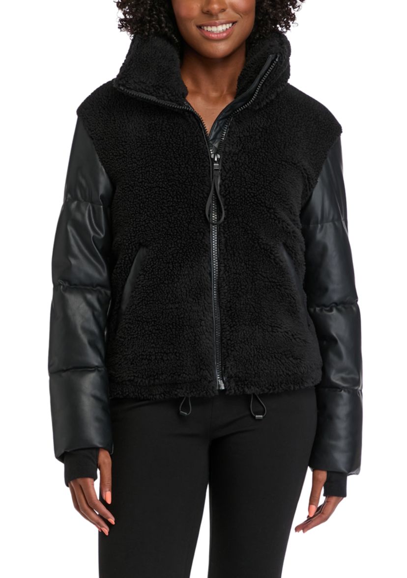Womens Eastside Vegan Leather and Sherpa Jacket