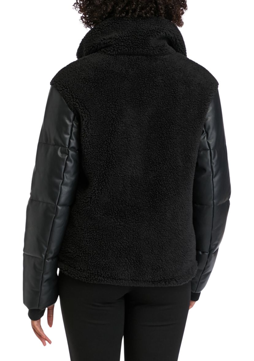 Womens Eastside Vegan Leather and Sherpa Jacket