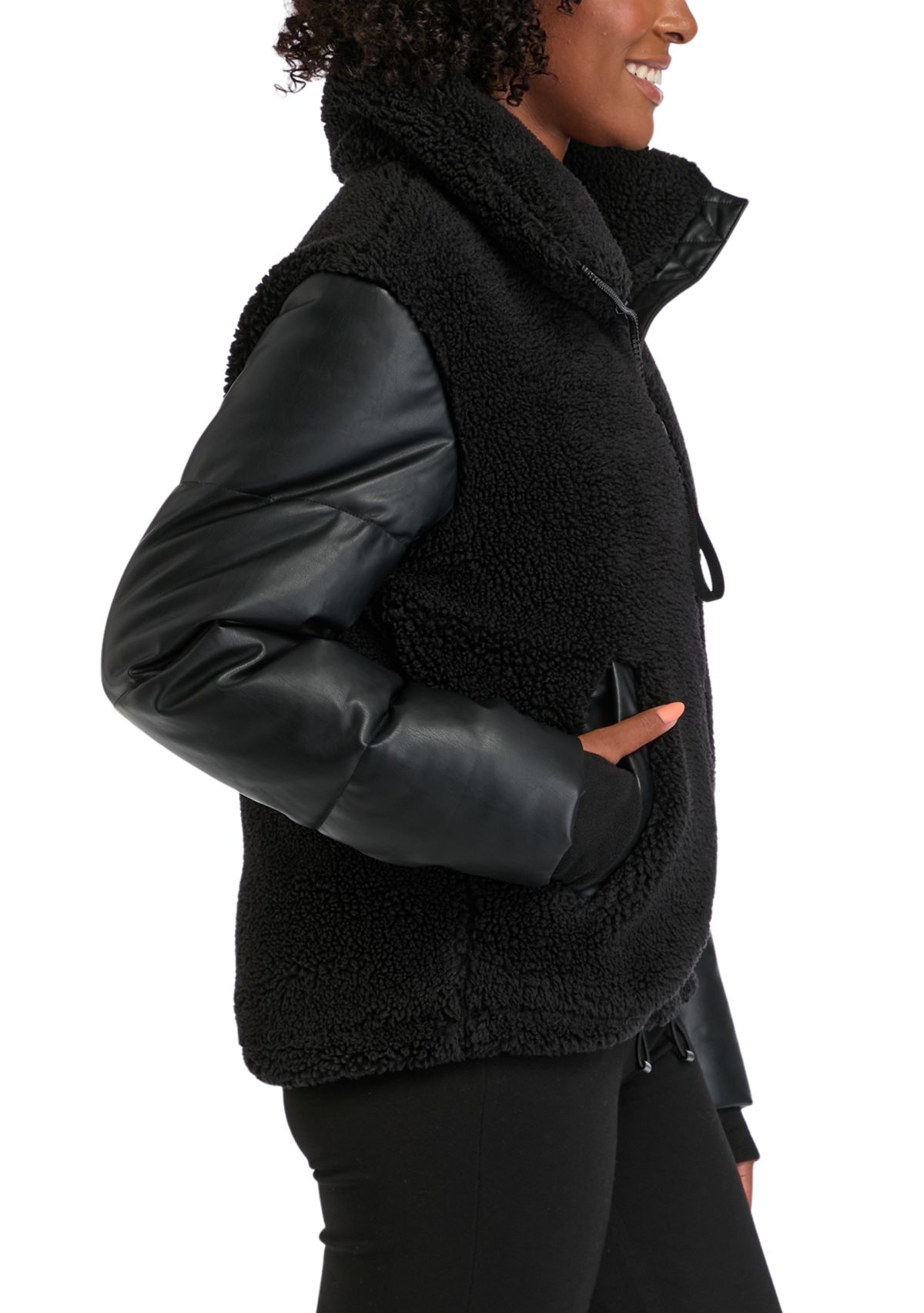 Womens Eastside Vegan Leather and Sherpa Jacket