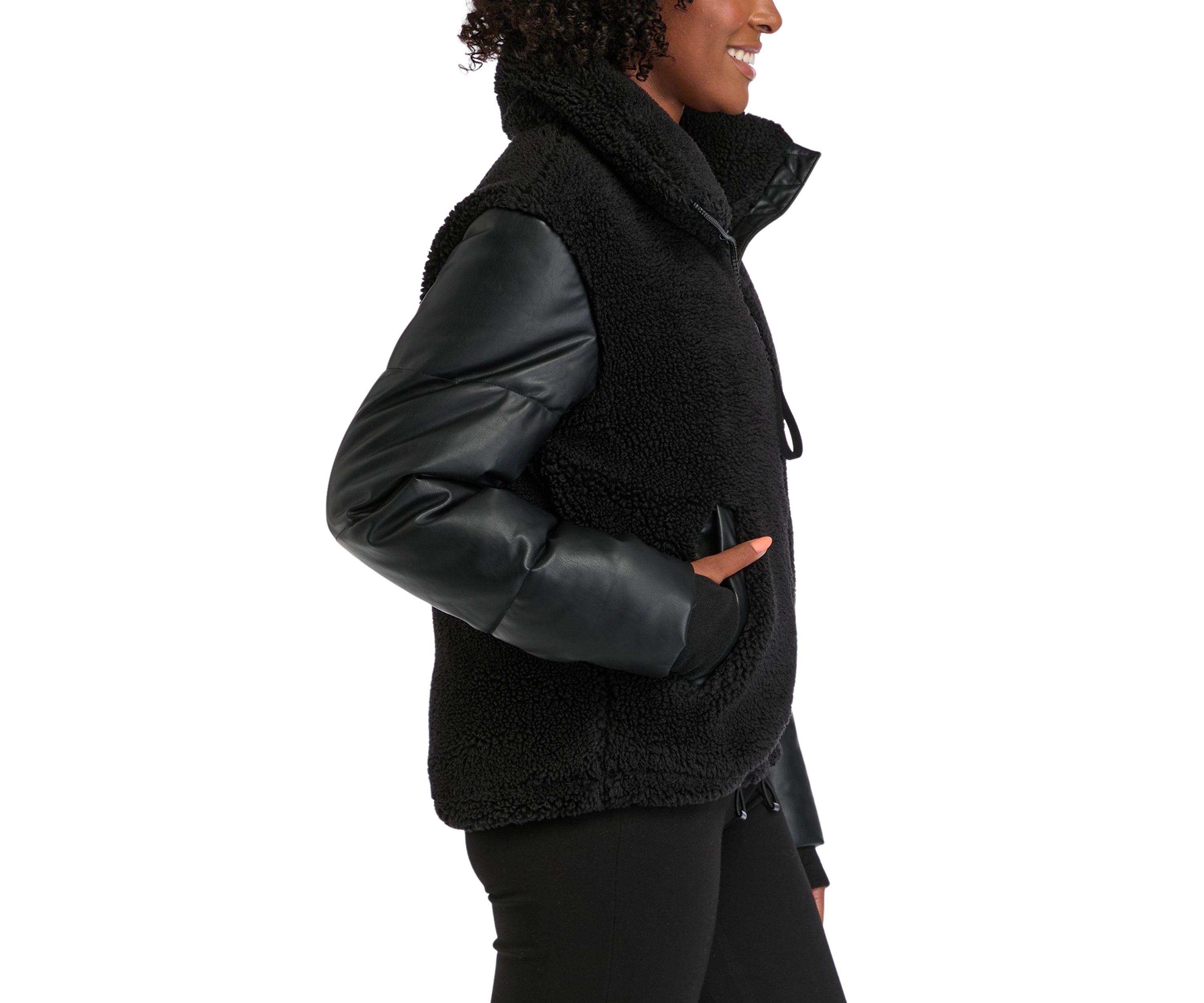 Womens Eastside Vegan Leather and Sherpa Jacket