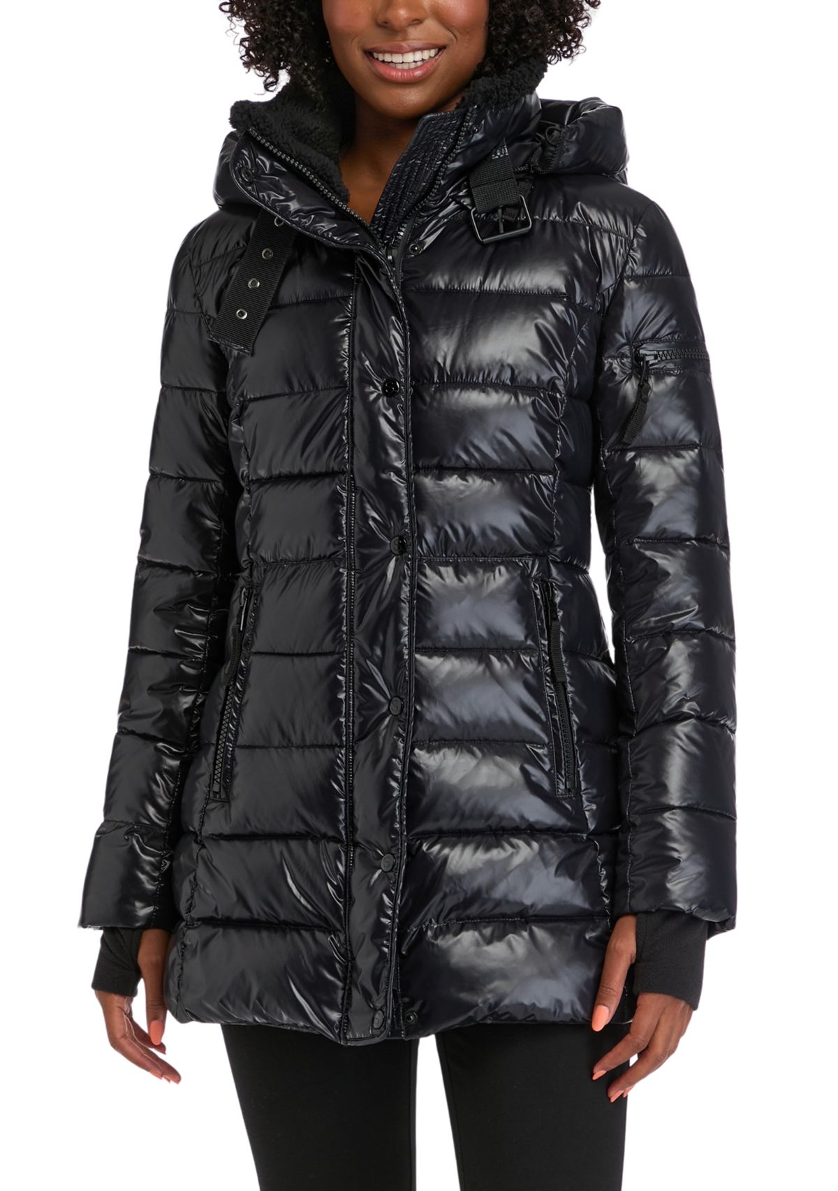 Womens Greenwich Sherpa Trimmed Puffer Coat