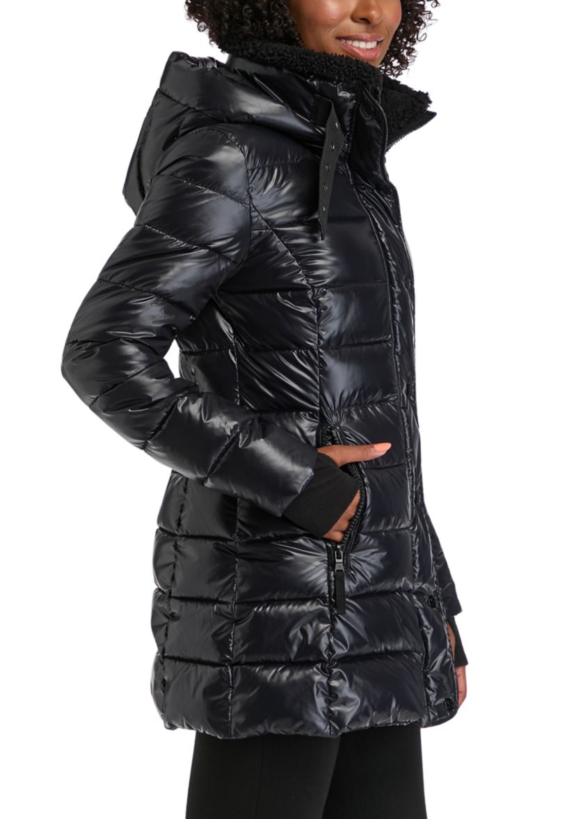 Womens Greenwich Sherpa Trimmed Puffer Coat