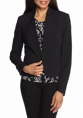 nine west one button lapel crepe jacke