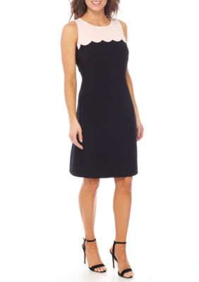 nine west crepe a line scalloped dres