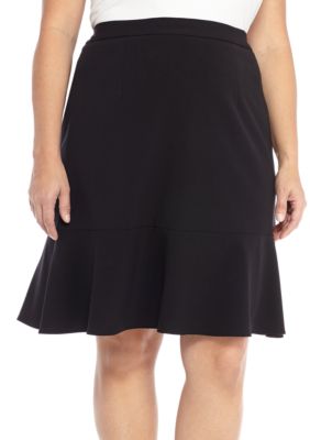 Nine West Plus Size Bi Stretch Ruffle Skirt | belk