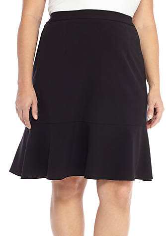 Nine West Plus Size Bi Stretch Ruffle Skirt | belk