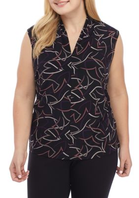 nine west sleeveless v neck solid crepe dres