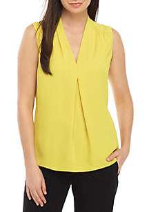 nine west sleeveless solid inverted pleat to