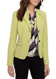 NINE WEST Women's 2 Button Notch Collar Crepe Jacket and Pant 