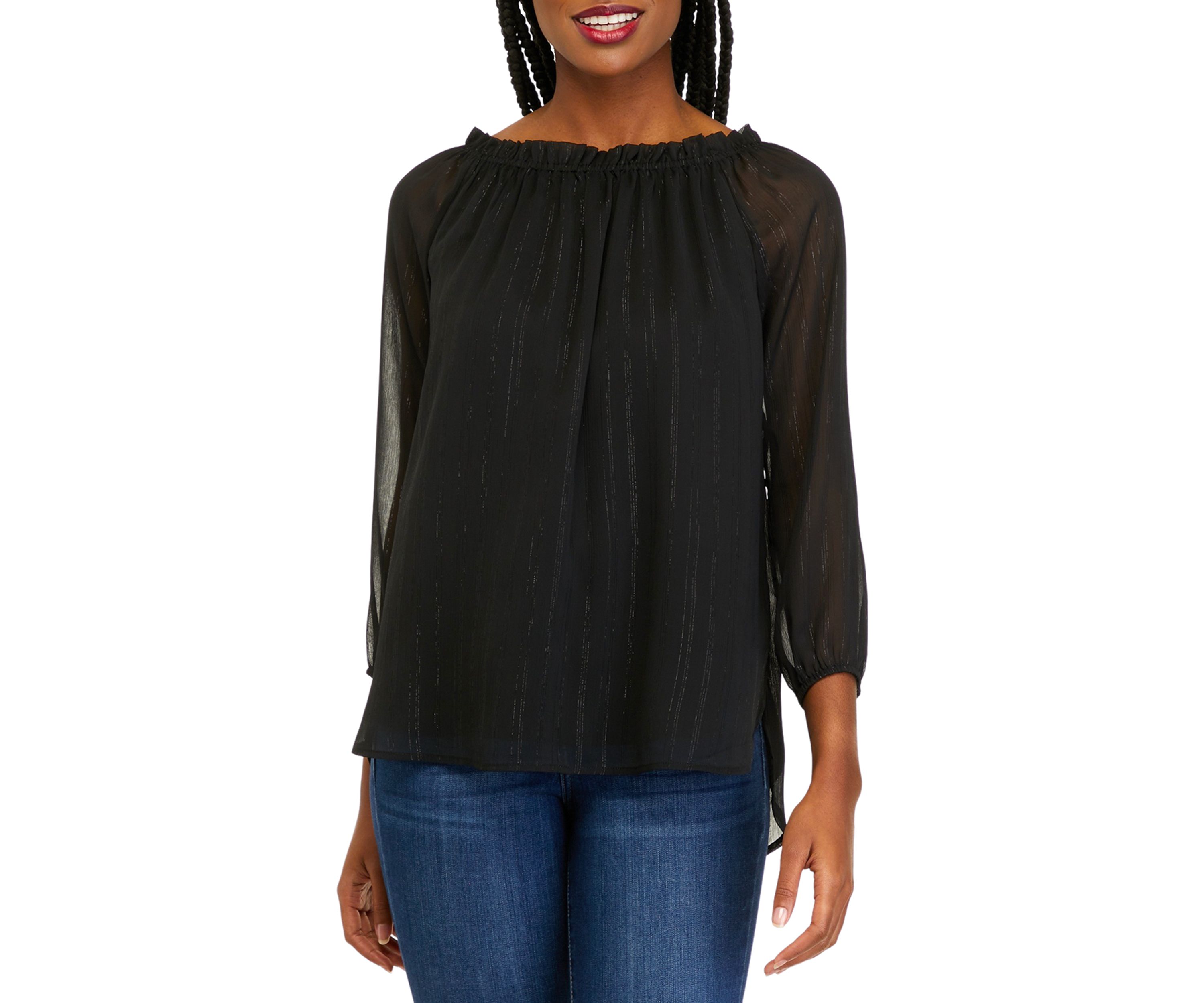 Womens 3/4 Sleeve Chiffon Top 