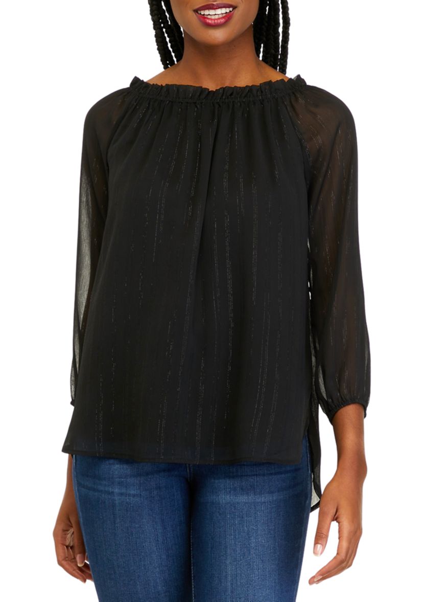 Womens 3/4 Sleeve Chiffon Top 