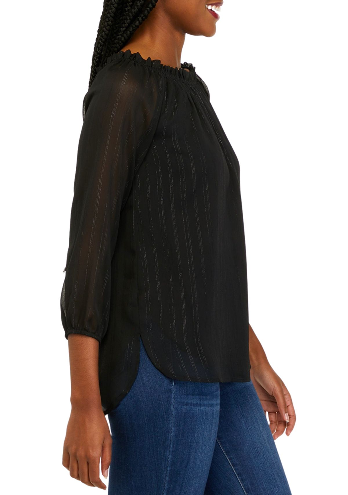 Womens 3/4 Sleeve Chiffon Top 