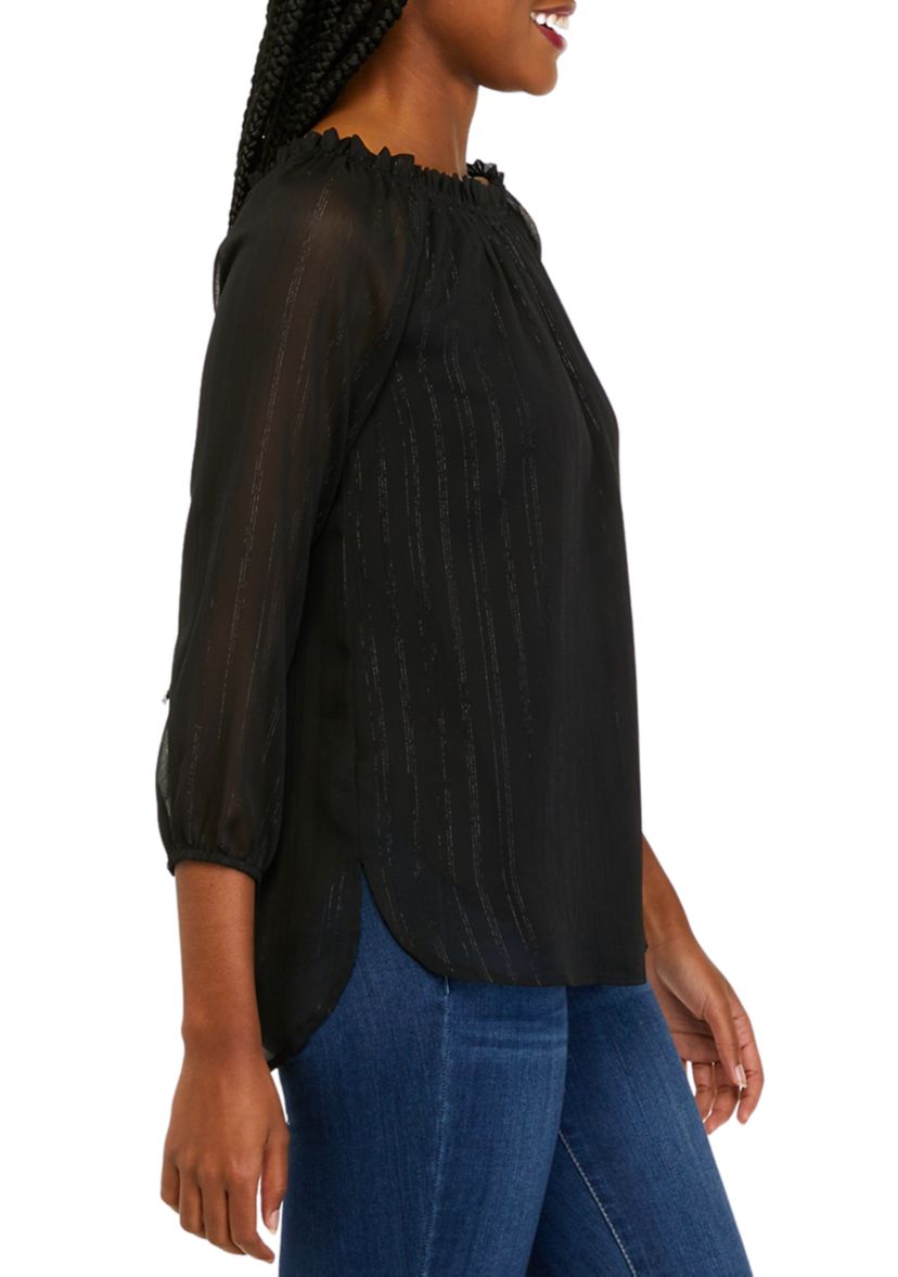 Womens 3/4 Sleeve Chiffon Top 