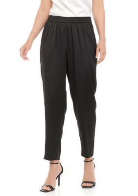 Nine West Women's Pull On Cinched Waist Satin Ankle Pants | belk