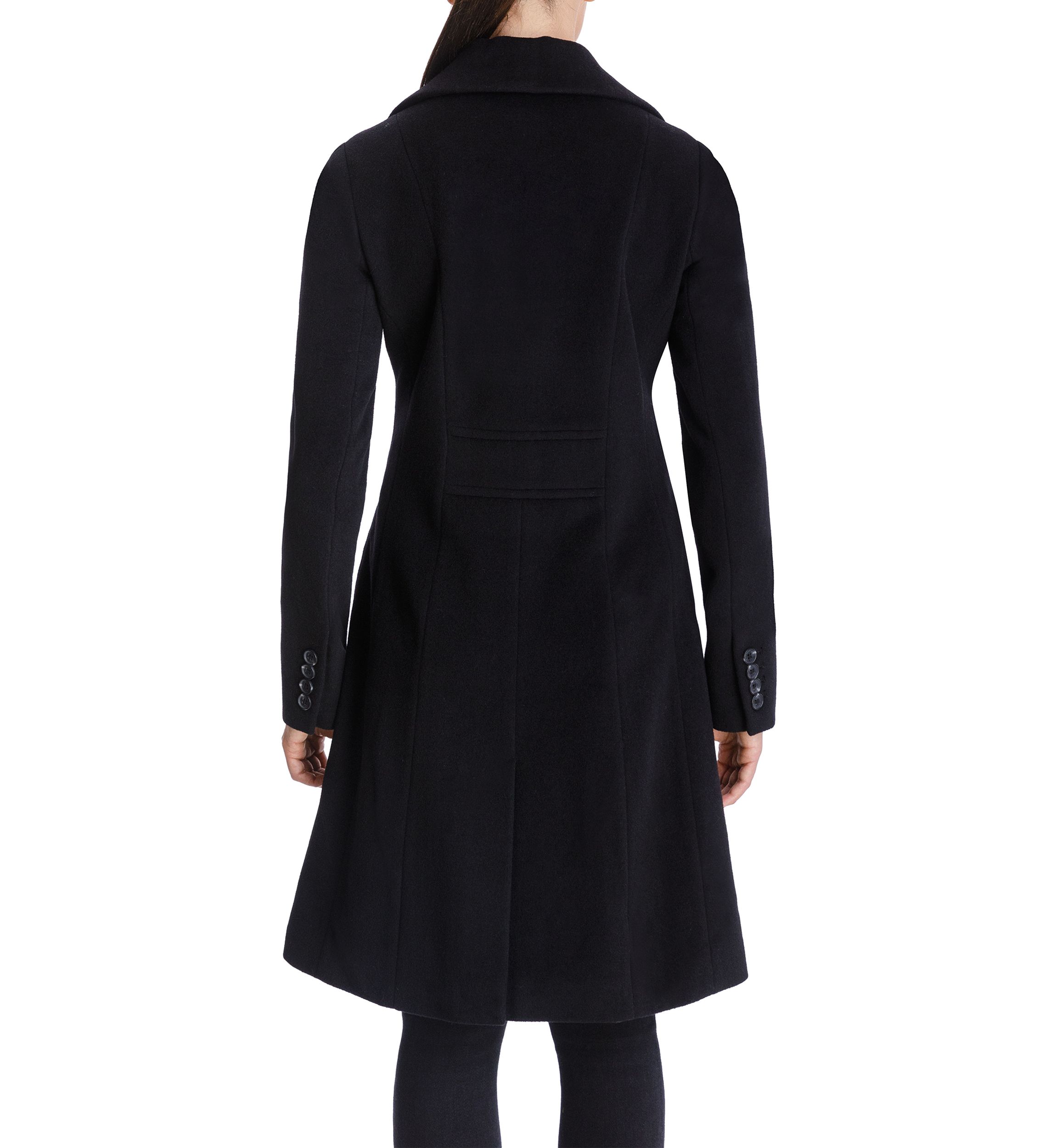 Womens Mid Wool Coat with Notch Collar