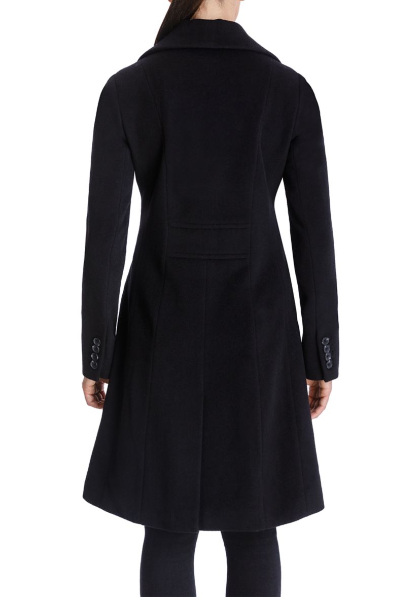 Womens Mid Wool Coat with Notch Collar